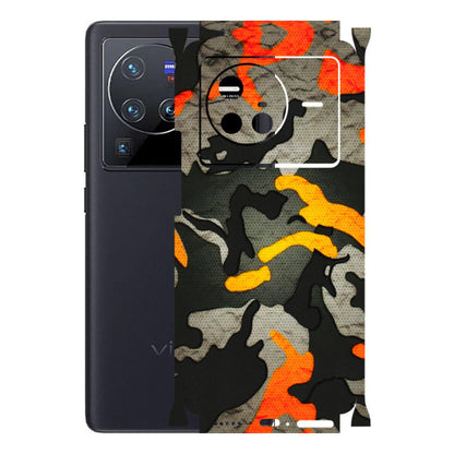 VIVO Z/V/X/T/U/S Series Phone Skins (All Models) - Orange Camouflage - 3D Embossed Finish (L-204) Vivo X80 (5G)