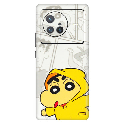 VIVO Z/V/X/T/U/S Series Phone Skins (All Models) - Yellow Shinchan Comic - 3D Embossed Finish (L-246) Vivo X80 (5G)