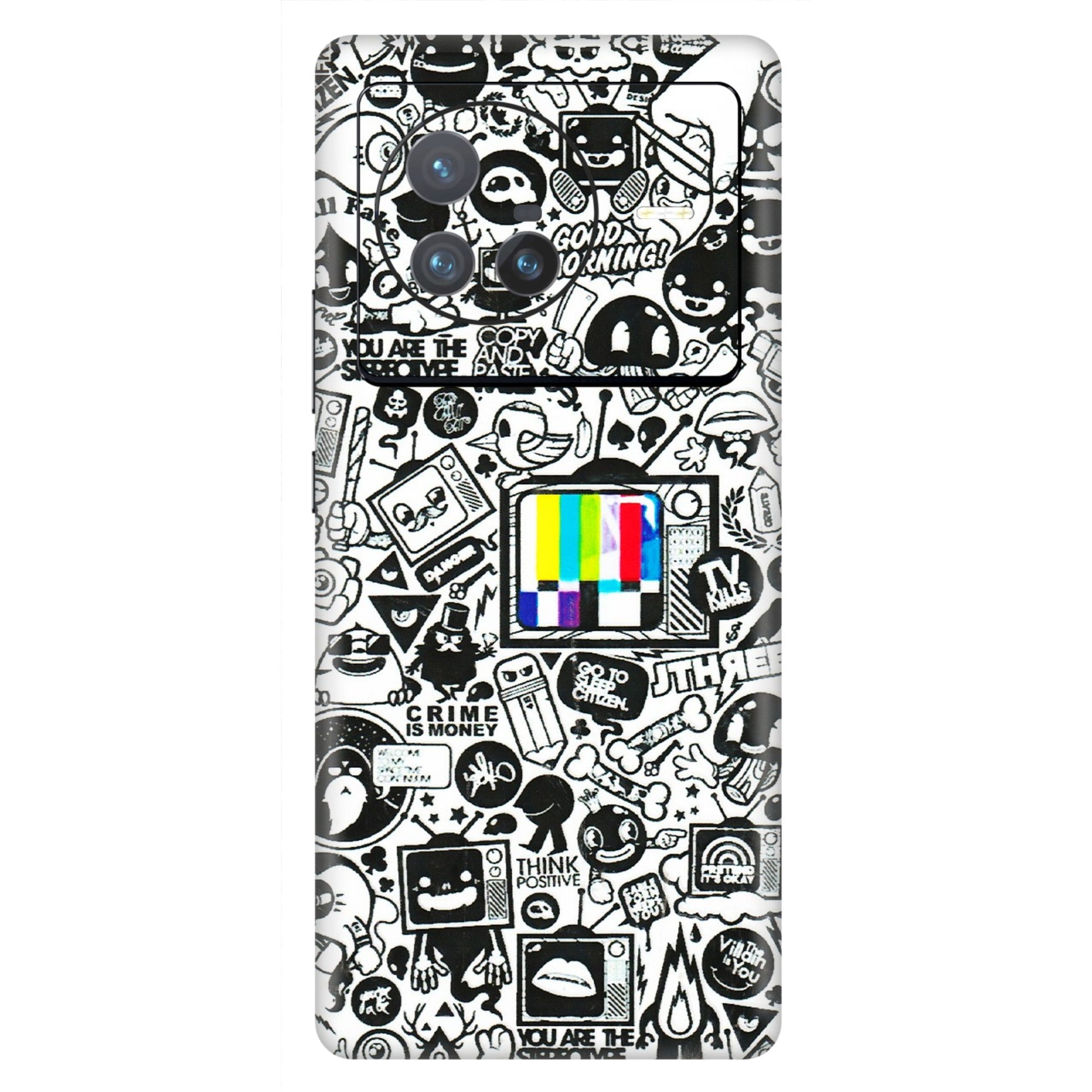 VIVO Z/V/X/T/U/S Series Phone Skins (All Models) - Doodles Positive Art - 3D Embossed Finish (L-263) Vivo X80 (5G)