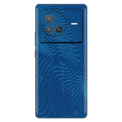 VIVO Z/V/X/T/U/S Series Phone Skins (All Models) - Abstract Blue Line Map - 3D Embossed Finish (L-272) Vivo X80 (5G)