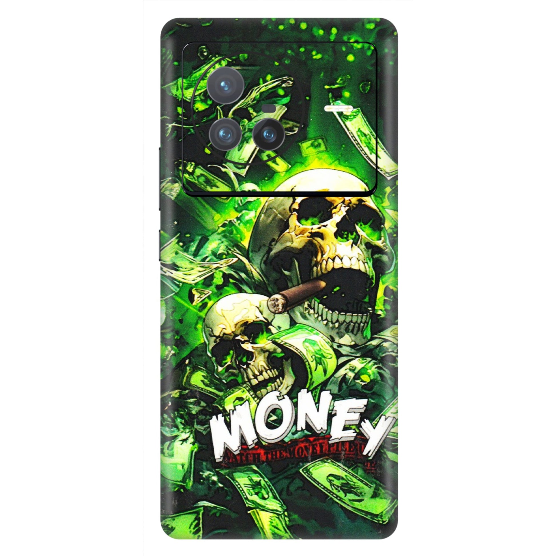 VIVO Z/V/X/T/U/S Series Phone Skins (All Models) - Skull Money - 3D Embossed Finish (L-303) Vivo X80 (5G)