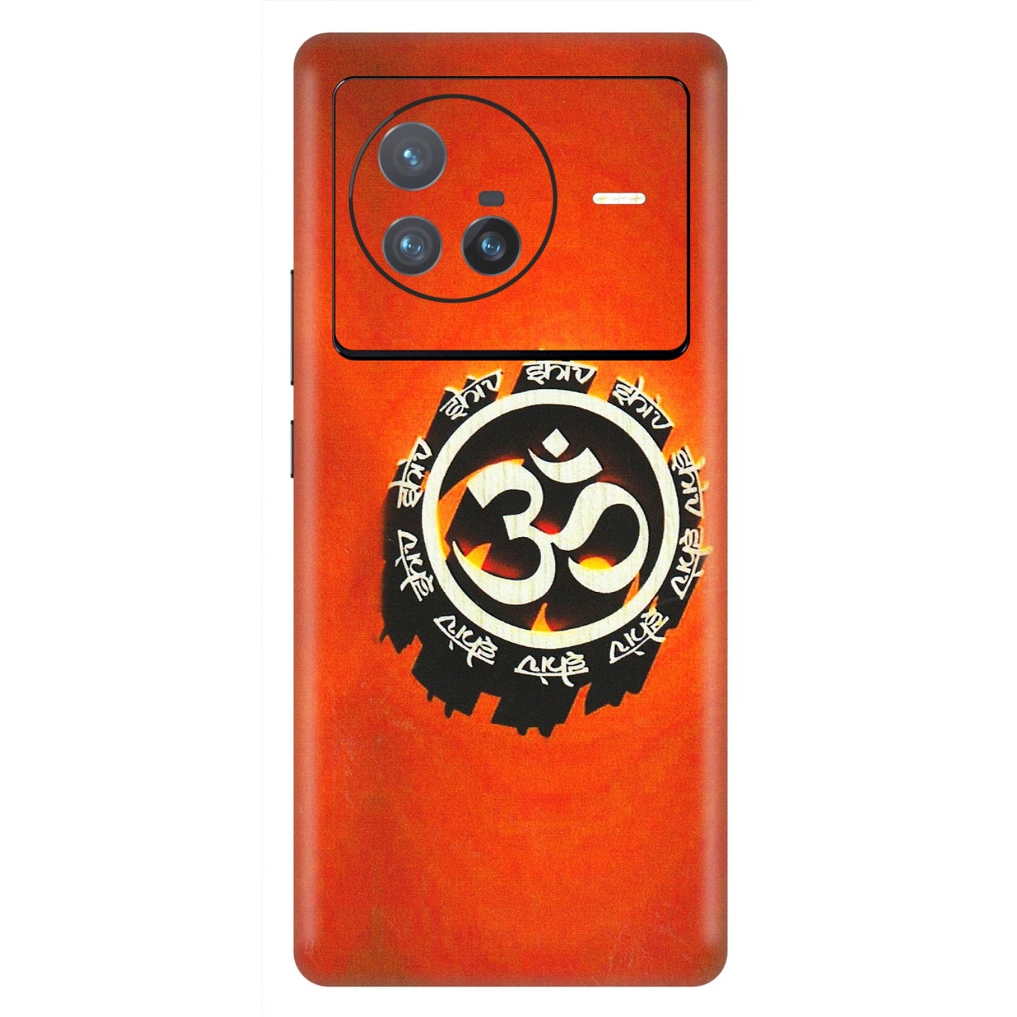 VIVO Z/V/X/T/U/S Series Phone Skins (All Models) - Aum Shiv Orange - 3D Embossed Finish (L-32) Vivo X80 (5G)