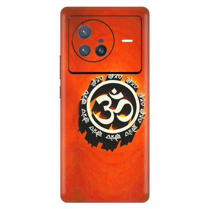 VIVO Z/V/X/T/U/S Series Phone Skins (All Models) - Aum Shiv Orange - 3D Embossed Finish (L-32) Vivo X80 (5G)