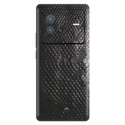 VIVO Z/V/X/T/U/S Series Phone Skins (All Models) - Black Snack Leather - Matte Finish (M-147) Vivo X80 (5G)