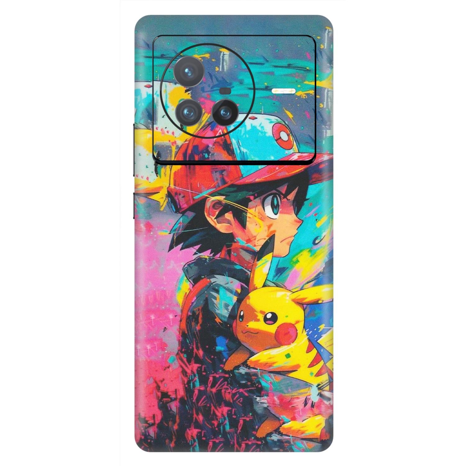 VIVO Z/V/X/T/U/S Series Phone Skins (All Models) - Ash & Pikachu - Matte Finish (M-26) Vivo X80 (5G)