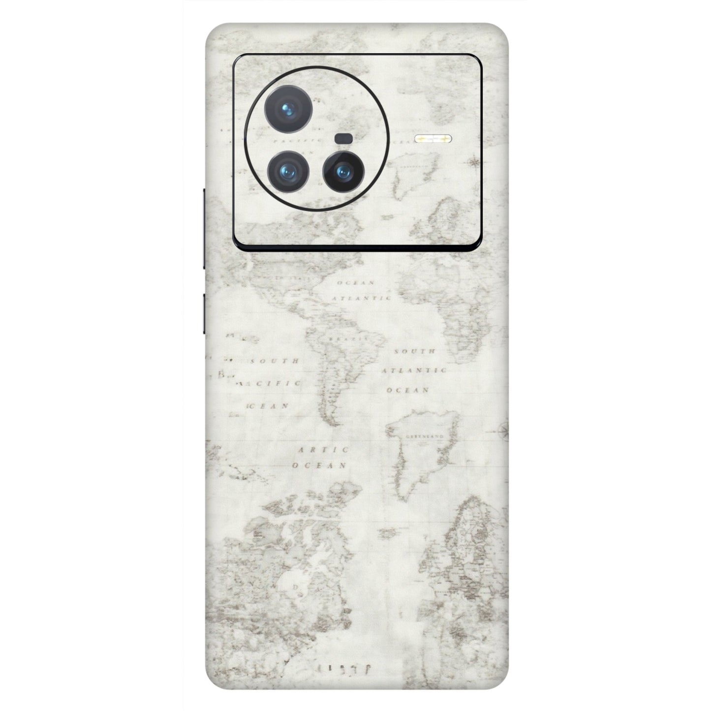 VIVO Z/V/X/T/U/S Series Phone Skins (All Models) - World Travel Map - Transparent Finish (T-04) Vivo X80 (5G)