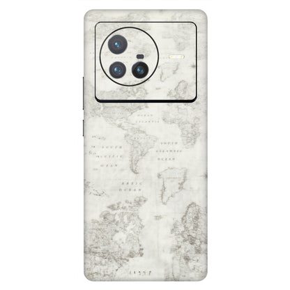 VIVO Z/V/X/T/U/S Series Phone Skins (All Models) - World Travel Map - Transparent Finish (T-04) Vivo X80 (5G)
