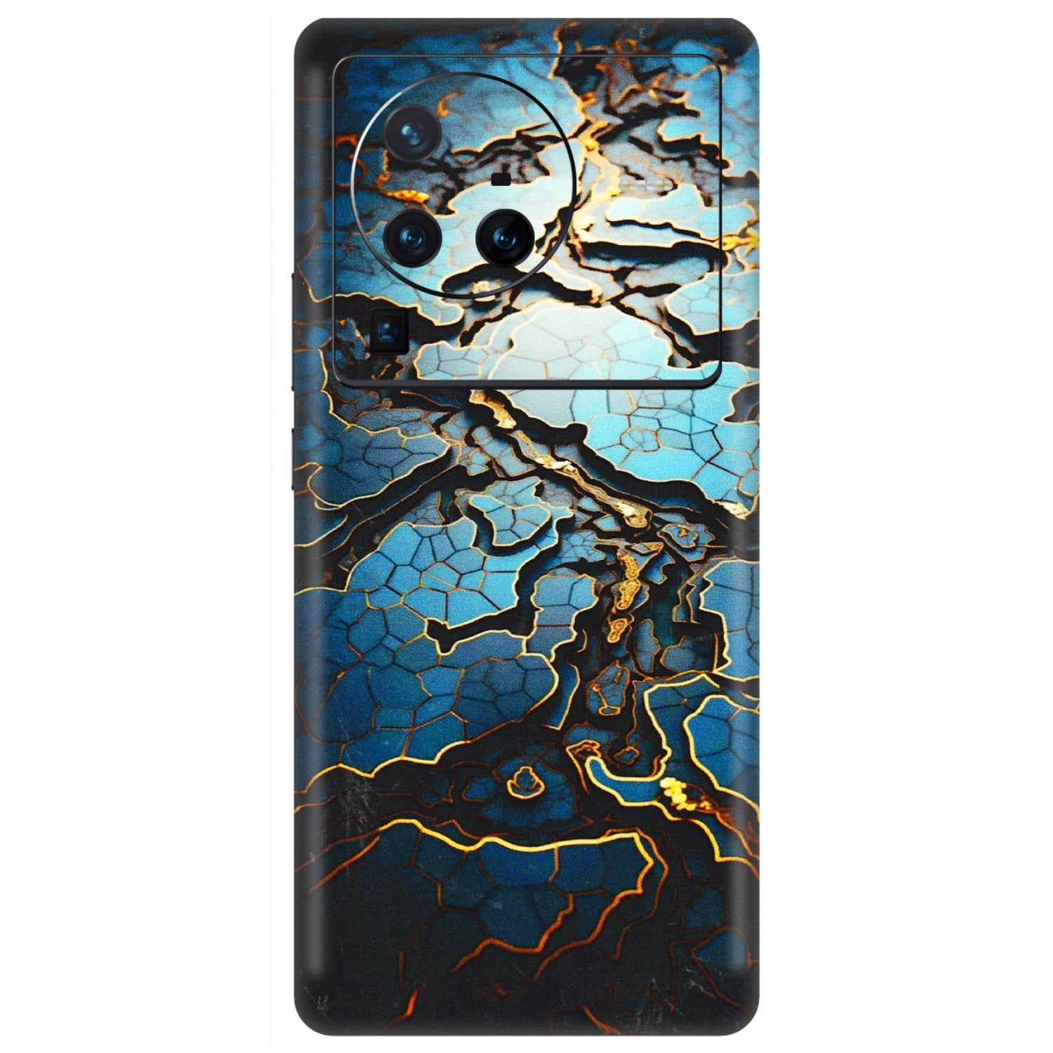 VIVO Z/V/X/T/U/S Series Phone Skins (All Models) - Blue Gold Abstract - 3D Embossed Finish (L-11) Vivo X80 Pro (5G)