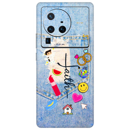 VIVO Z/V/X/T/U/S Series Phone Skins (All Models) - Denim Jeans Pocket - 3D Embossed Finish (L-134) Vivo X80 Pro (5G)