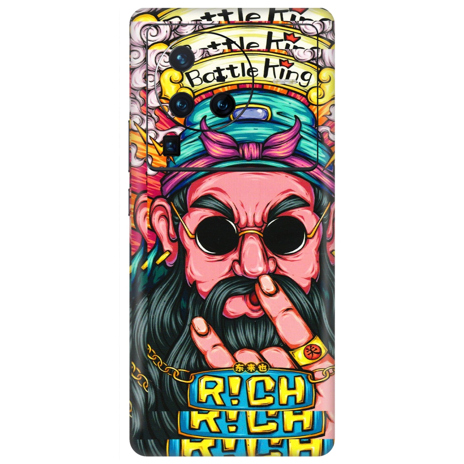 VIVO Z/V/X/T/U/S Series Phone Skins (All Models) - Battle King Dude Face - 3D Embossed Finish (L-178) Vivo X80 Pro (5G)