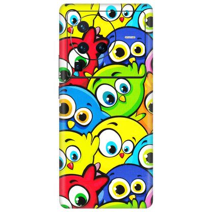 VIVO Z/V/X/T/U/S Series Phone Skins (All Models) - Cute Fluffy Birds - 3D Embossed Finish (L-213) Vivo X80 Pro (5G)