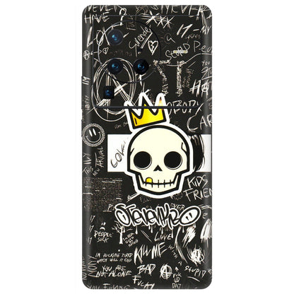 VIVO Z/V/X/T/U/S Series Phone Skins (All Models) - Funny Skull Black Chalk Grafitti - 3D Embossed Finish (L-22) Vivo X80 Pro (5G)