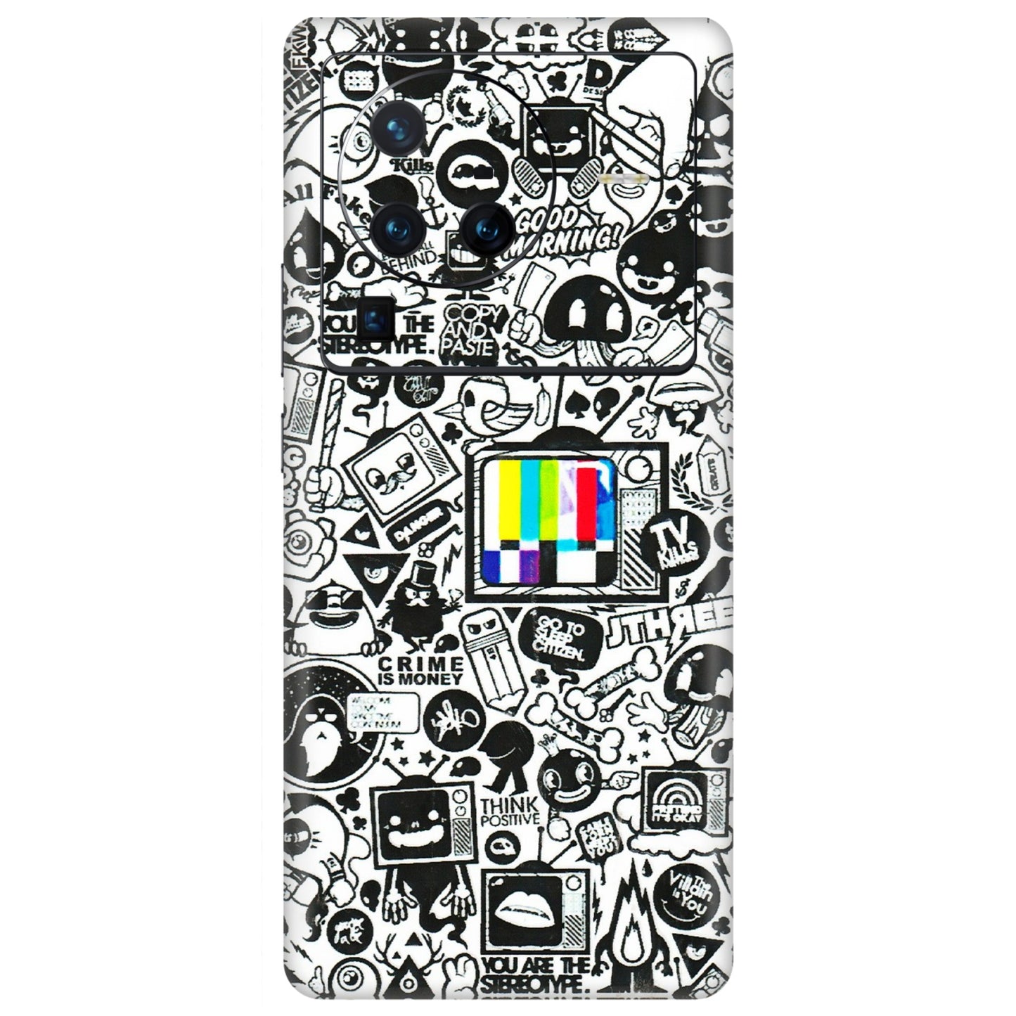 VIVO Z/V/X/T/U/S Series Phone Skins (All Models) - Doodles Positive Art - 3D Embossed Finish (L-263) Vivo X80 Pro (5G)