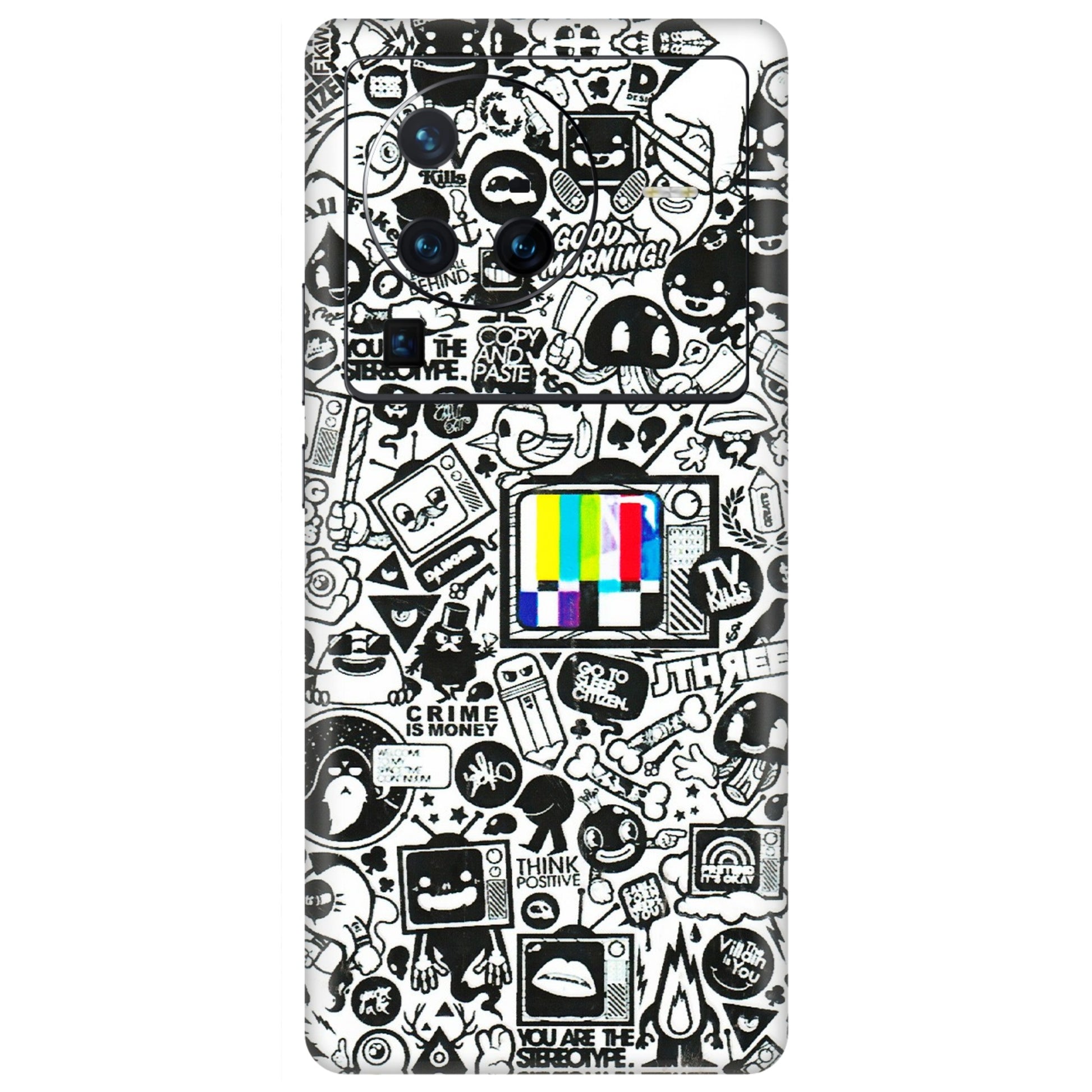 VIVO Z/V/X/T/U/S Series Phone Skins (All Models) - Doodles Positive Art - 3D Embossed Finish (L-263) Vivo X80 Pro (5G)