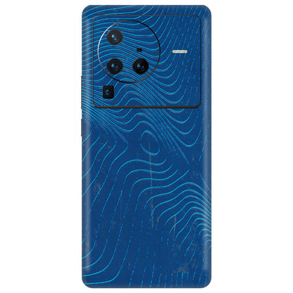 VIVO Z/V/X/T/U/S Series Phone Skins (All Models) - Abstract Blue Line Map - 3D Embossed Finish (L-272) Vivo X80 Pro (5G)