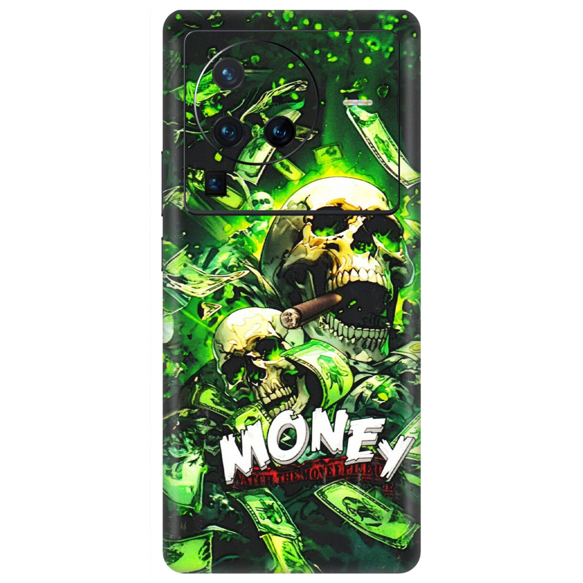 VIVO Z/V/X/T/U/S Series Phone Skins (All Models) - Skull Money - 3D Embossed Finish (L-303) Vivo X80 Pro (5G)