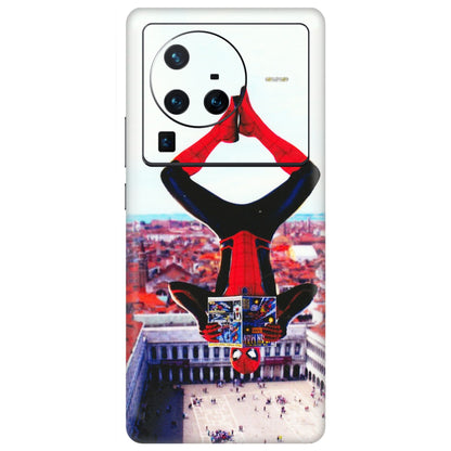 VIVO Z/V/X/T/U/S Series Phone Skins (All Models) - Spiderman Hanging - 3D Embossed Finish (L-53) Vivo X80 Pro (5G)