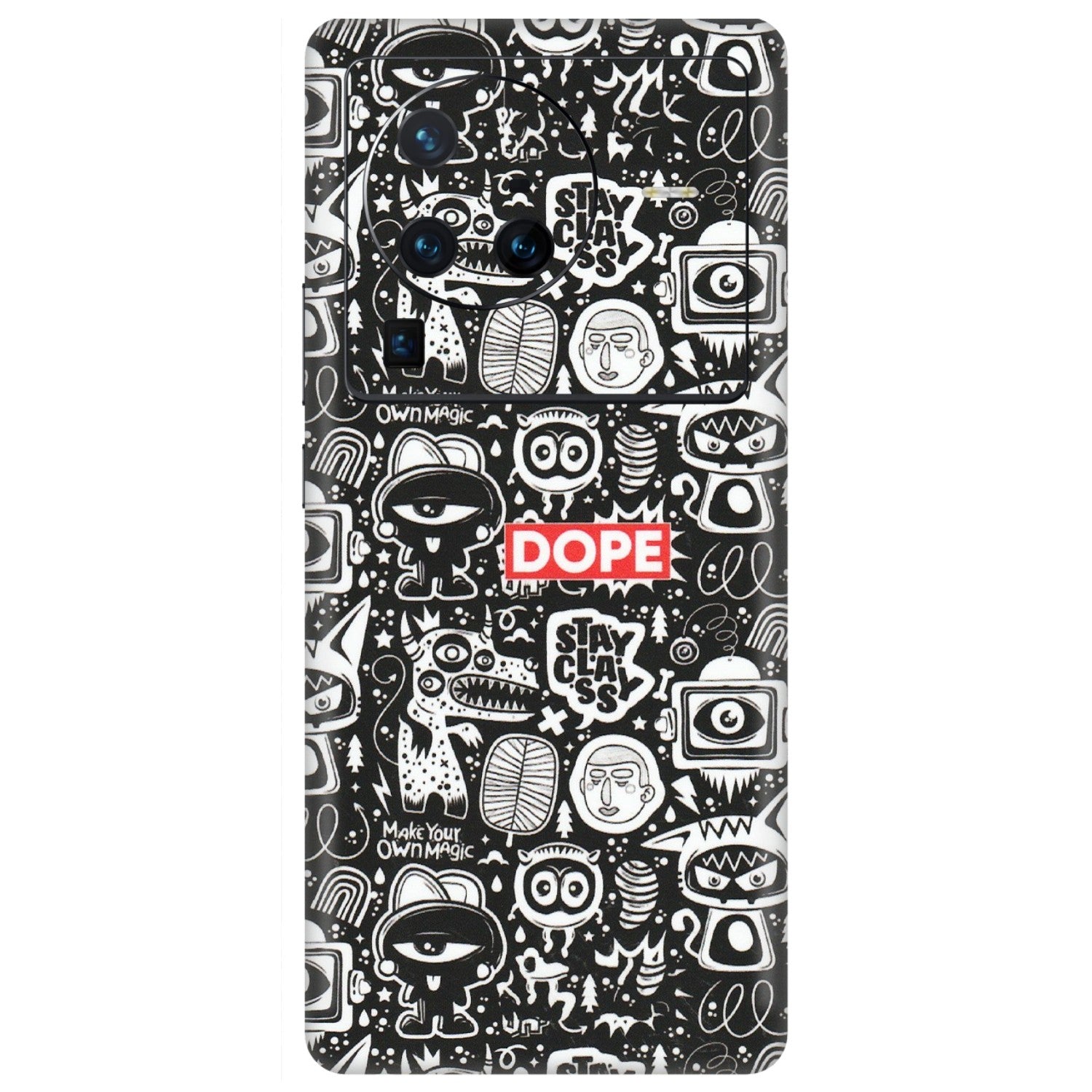 VIVO Z/V/X/T/U/S Series Phone Skins (All Models) - Dope Stay Classy Black Doodles - Matte Finish (M-126) Vivo X80 Pro (5G)