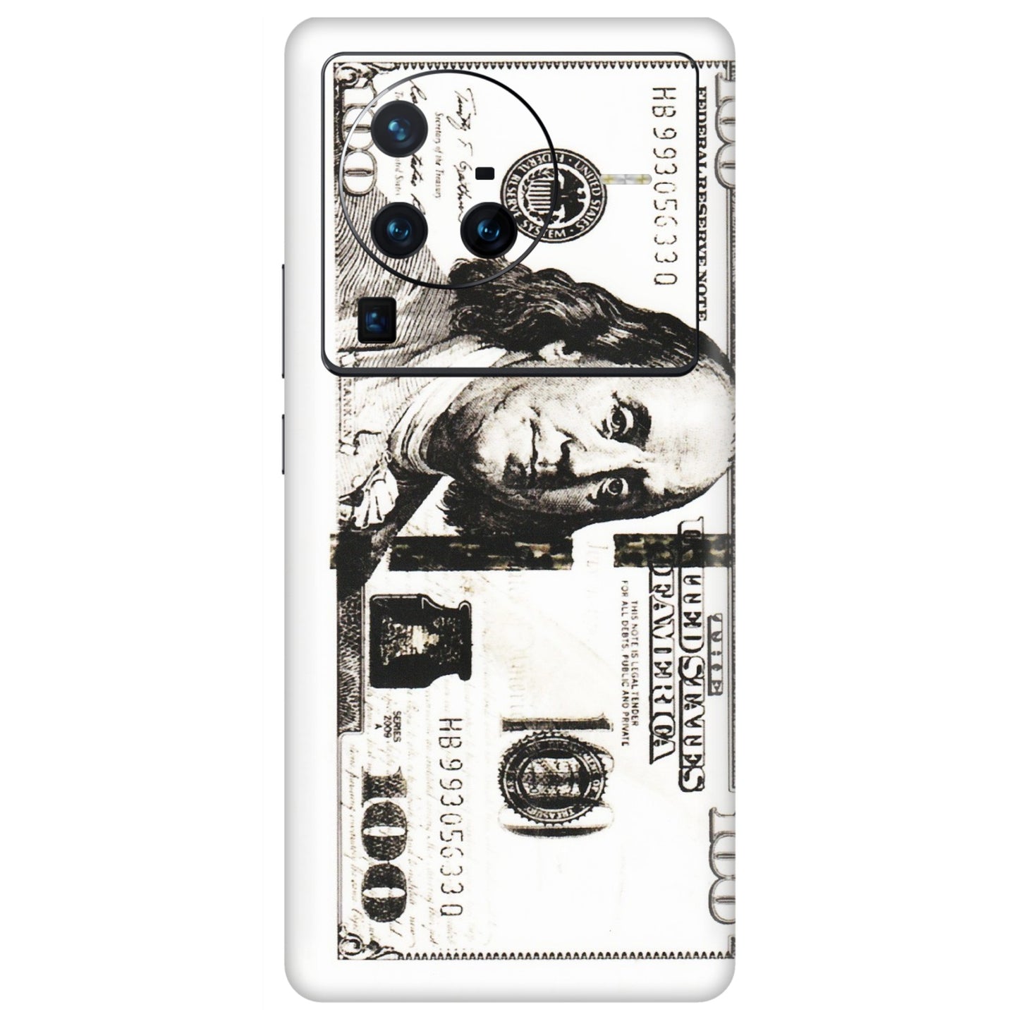 VIVO Z/V/X/T/U/S Series Phone Skins (All Models) - 100 Dollar Currency - Transparent Finish (T-01) Vivo X80 Pro (5G)