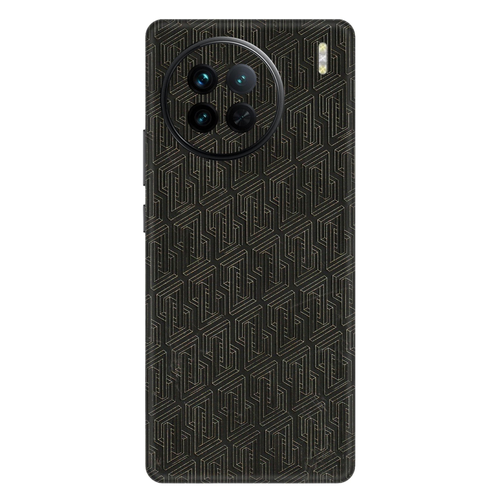 VIVO Z/V/X/T/U/S Series Phone Skins (All Models) - Black Abstract Pattern - 3D Embossed Finish (L-117) Vivo X90