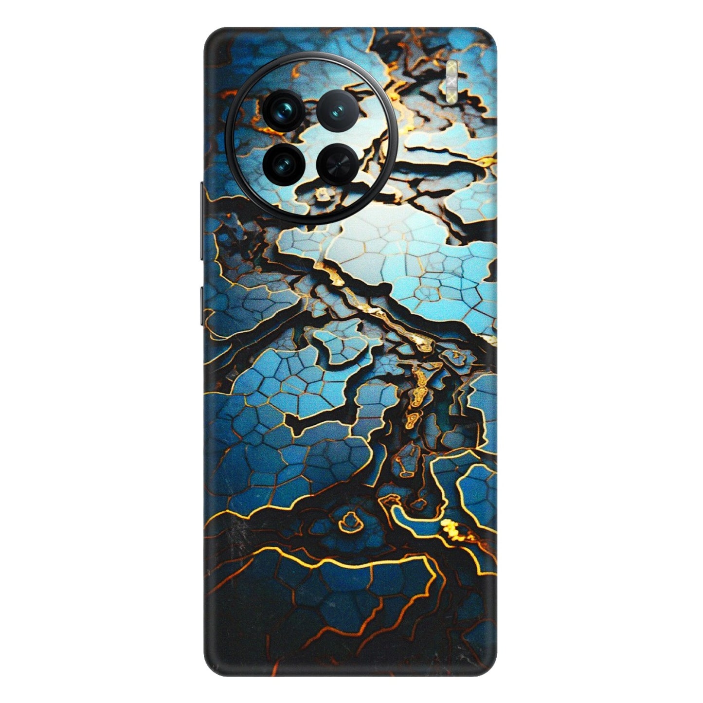 VIVO Z/V/X/T/U/S Series Phone Skins (All Models) - Blue Gold Abstract - 3D Embossed Finish (L-11) Vivo X90
