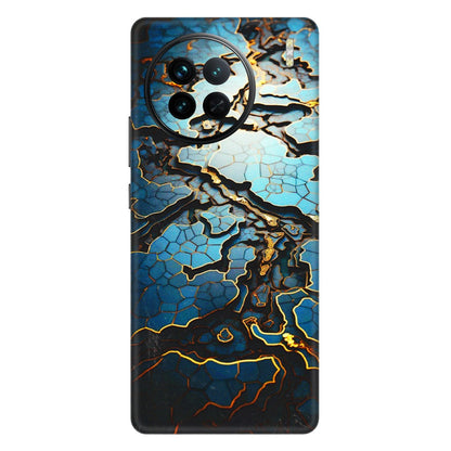 VIVO Z/V/X/T/U/S Series Phone Skins (All Models) - Blue Gold Abstract - 3D Embossed Finish (L-11) Vivo X90