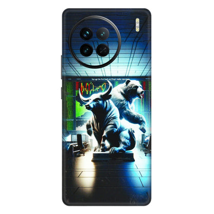 VIVO Z/V/X/T/U/S Series Phone Skins (All Models) - Stock Market Sensex Bear vs Bulls - 3D Embossed Finish (L-15) Vivo X90