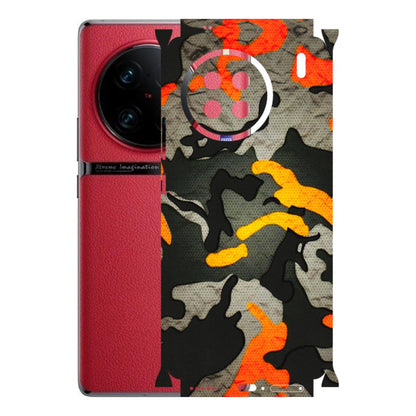 VIVO Z/V/X/T/U/S Series Phone Skins (All Models) - Orange Camouflage - 3D Embossed Finish (L-204) Vivo X90