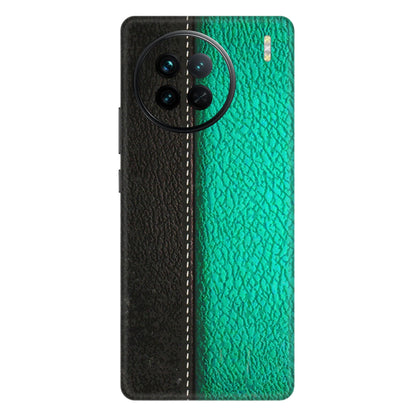 VIVO Z/V/X/T/U/S Series Phone Skins (All Models) - Black Green Dual Leather Stich - 3D Embossed Finish (L-233) Vivo X90