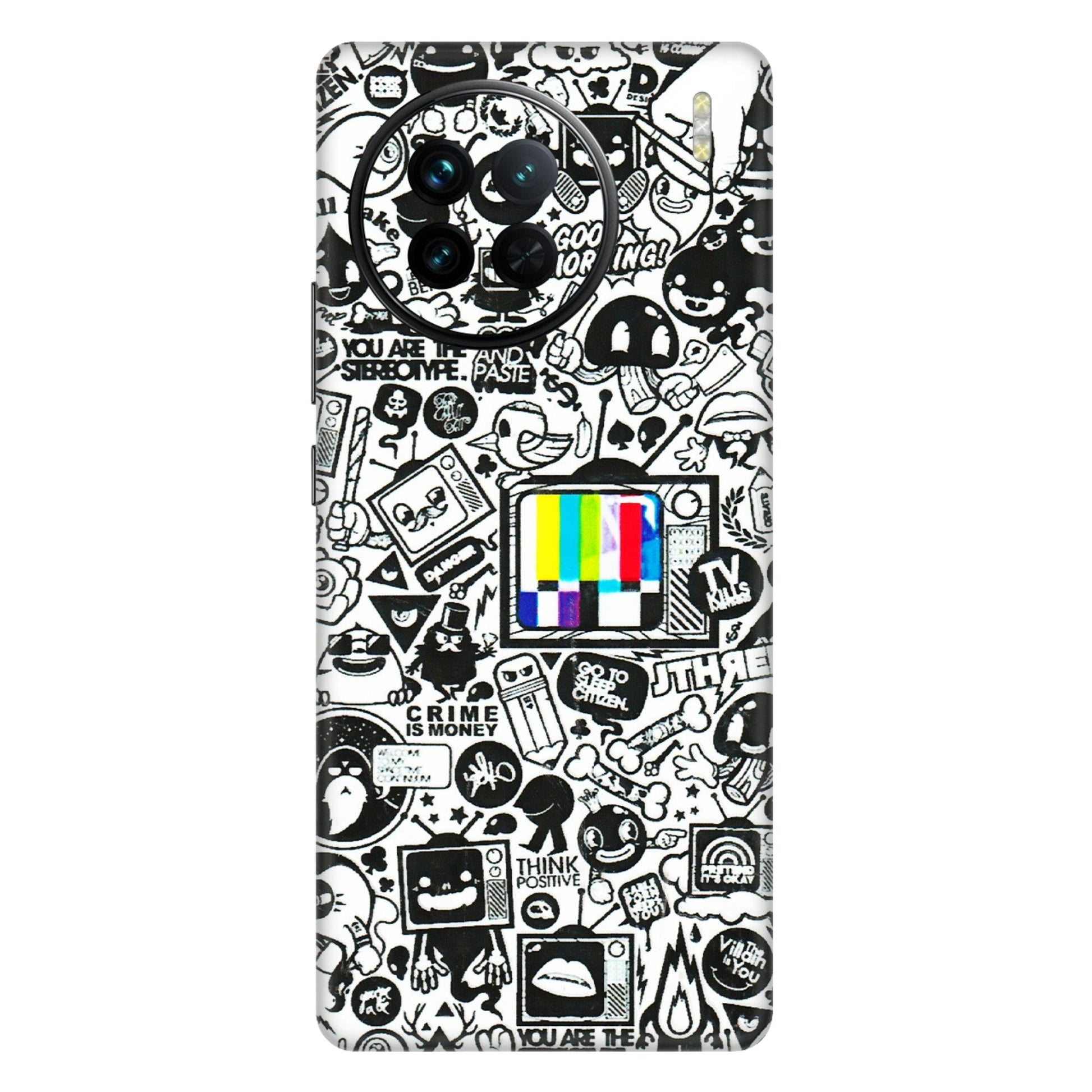 VIVO Z/V/X/T/U/S Series Phone Skins (All Models) - Doodles Positive Art - 3D Embossed Finish (L-263) Vivo X90