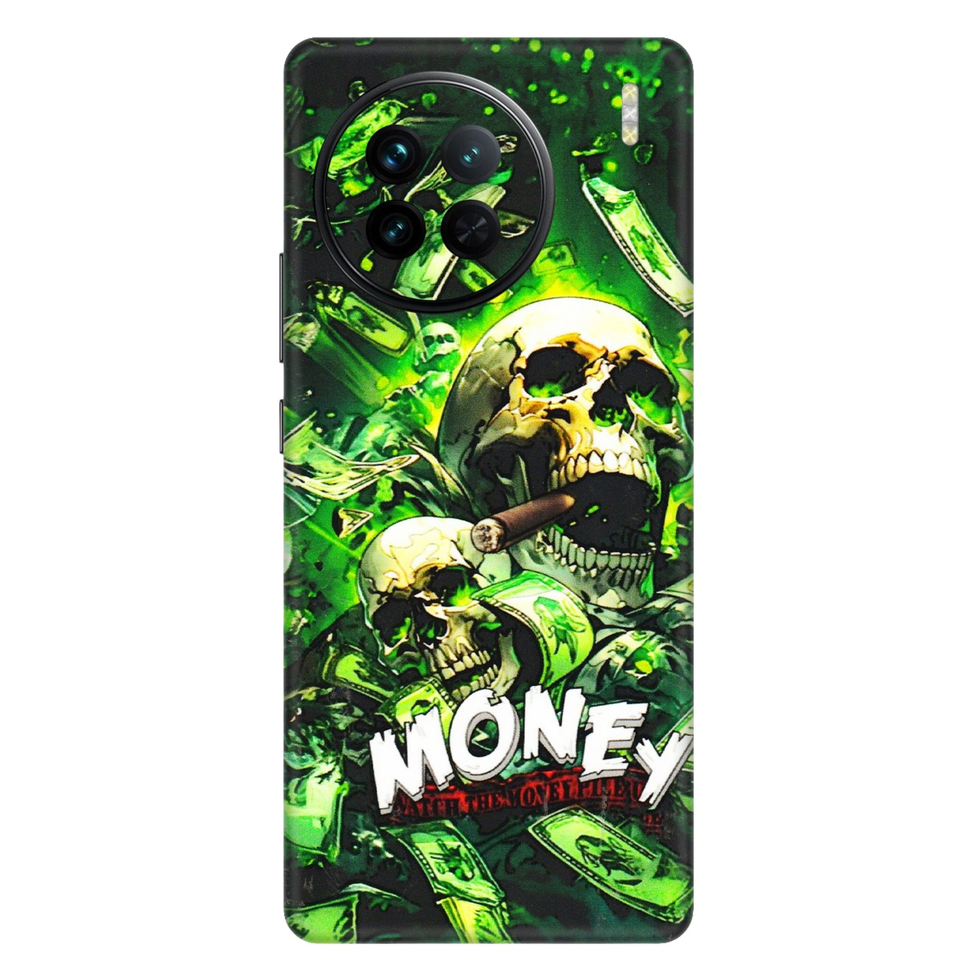 VIVO Z/V/X/T/U/S Series Phone Skins (All Models) - Skull Money - 3D Embossed Finish (L-303) Vivo X90
