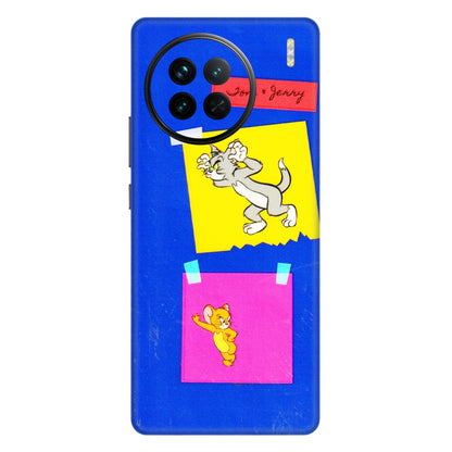 VIVO Z/V/X/T/U/S Series Phone Skins (All Models) - Tom N Jerry Sticky Notes - 3D Embossed Finish (L-88) Vivo X90