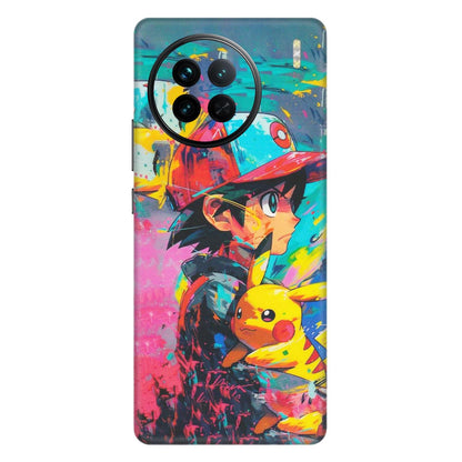 VIVO Z/V/X/T/U/S Series Phone Skins (All Models) - Ash & Pikachu - Matte Finish (M-26) Vivo X90