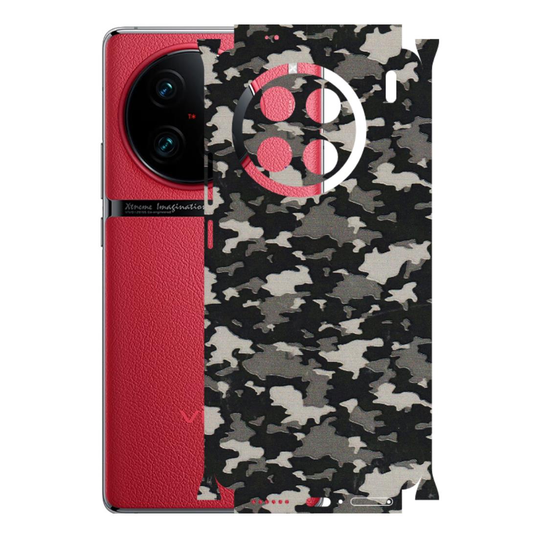 VIVO Z/V/X/T/U/S Series Phone Skins (All Models) - Black/Grey Camoflaunge - 3D Embossed Finish (L-142) Vivo X90 Pro