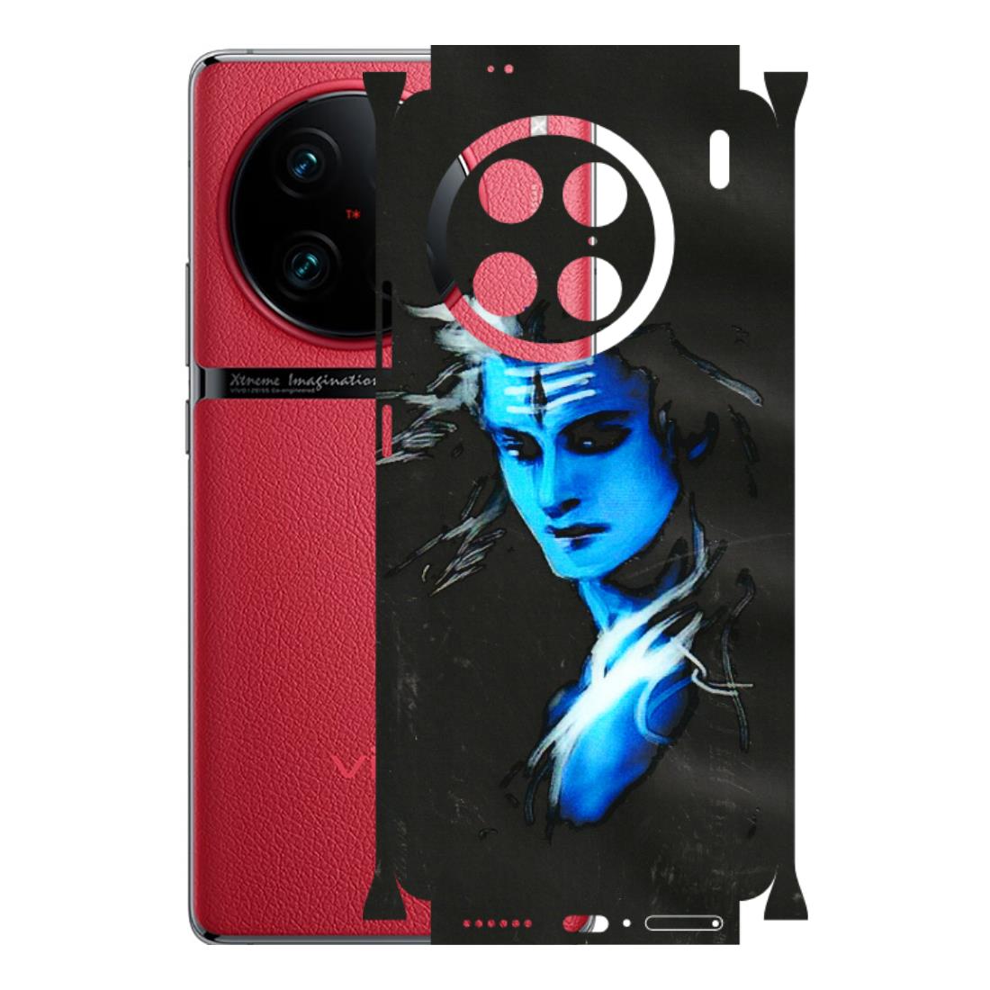 VIVO Z/V/X/T/U/S Series Phone Skins (All Models) - Har Har Mahadev Blue/Black - 3D Embossed Finish (L-185) Vivo X90 Pro