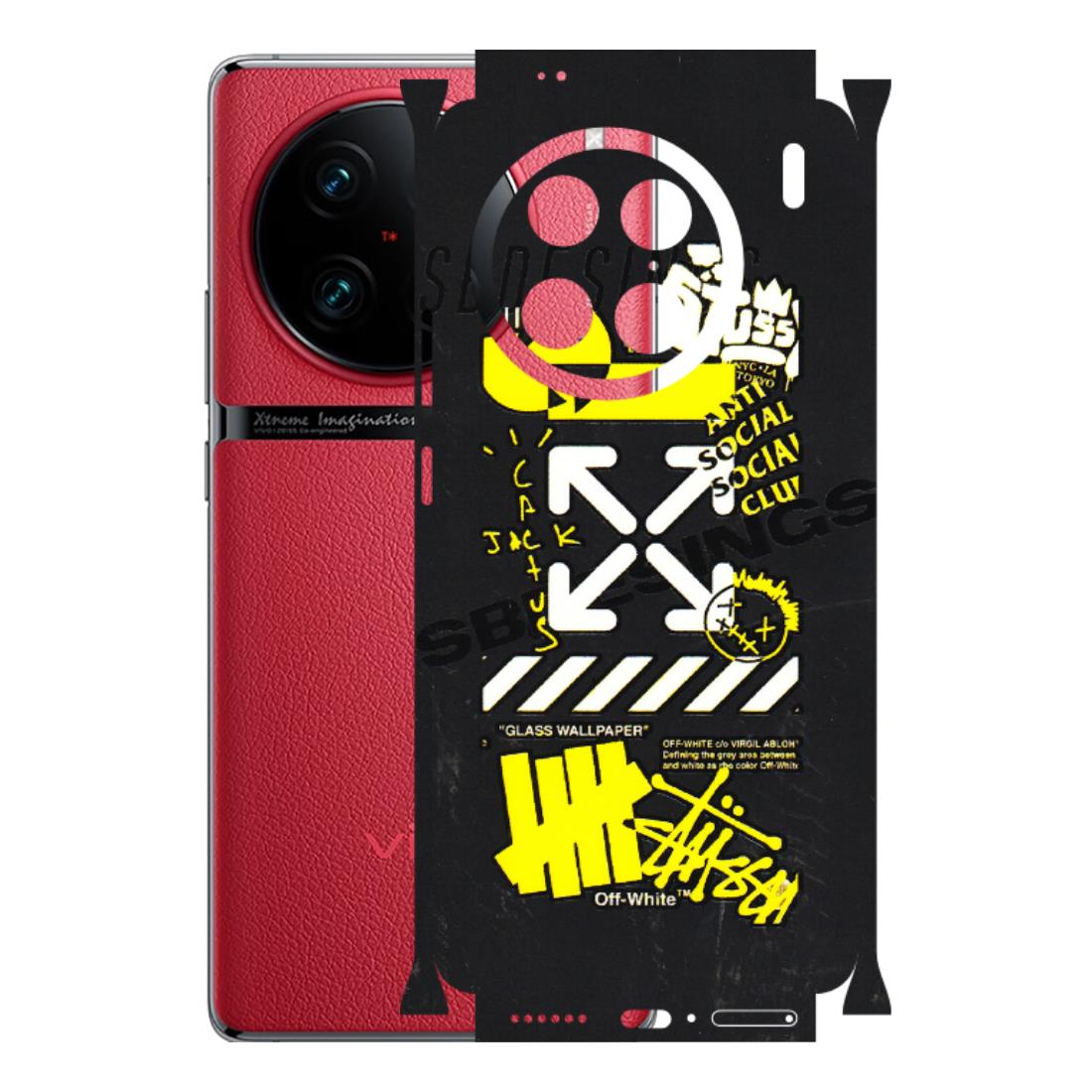 VIVO Z/V/X/T/U/S Series Phone Skins (All Models) - Anti Social Graffiti - 3D Embossed Finish (L-198) Vivo X90 Pro