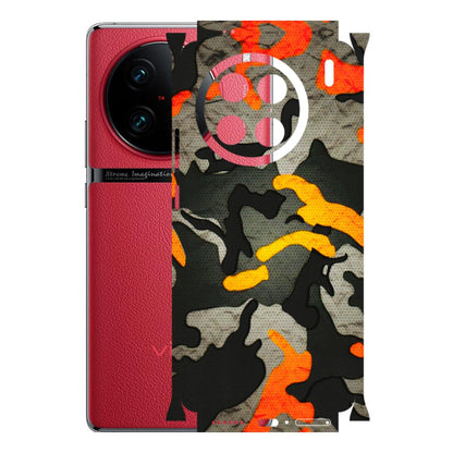 VIVO Z/V/X/T/U/S Series Phone Skins (All Models) - Orange Camouflage - 3D Embossed Finish (L-204) Vivo X90 Pro