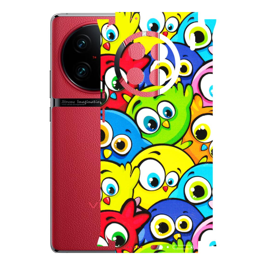 VIVO Z/V/X/T/U/S Series Phone Skins (All Models) - Cute Fluffy Birds - 3D Embossed Finish (L-213) Vivo X90 Pro