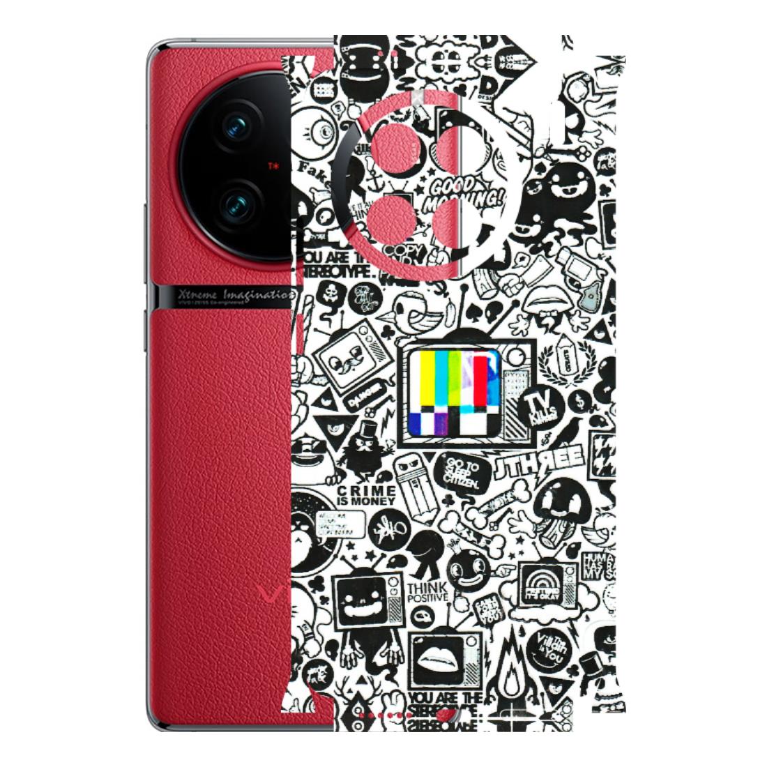 VIVO Z/V/X/T/U/S Series Phone Skins (All Models) - Doodles Positive Art - 3D Embossed Finish (L-263) Vivo X90 Pro