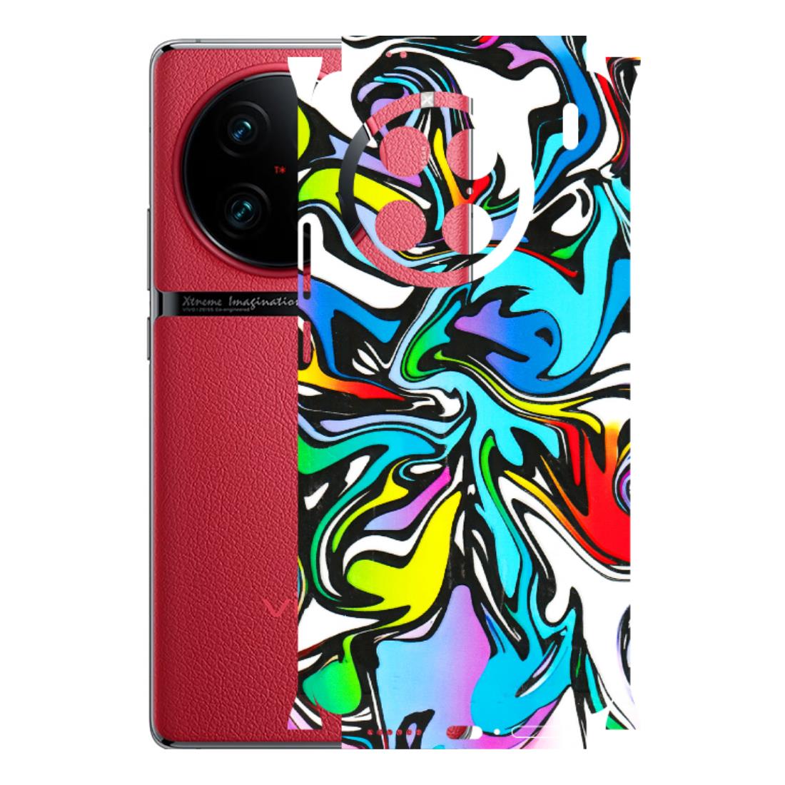 VIVO Z/V/X/T/U/S Series Phone Skins (All Models) - Abstract Colour Paints - 3D Embossed Finish (L-271) Vivo X90 Pro