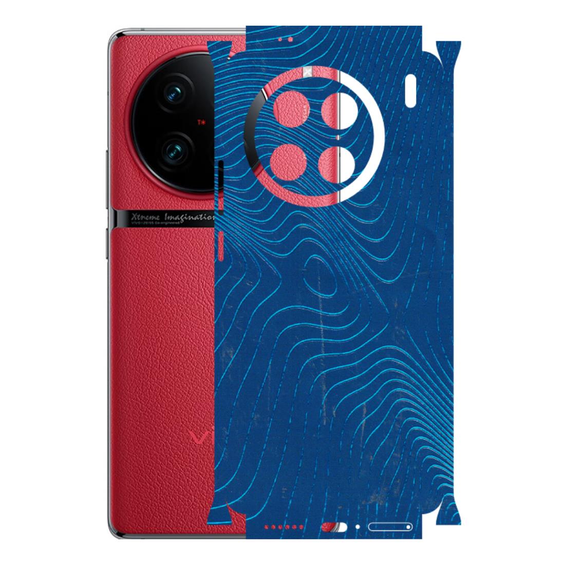 VIVO Z/V/X/T/U/S Series Phone Skins (All Models) - Abstract Blue Line Map - 3D Embossed Finish (L-272) Vivo X90 Pro