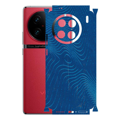 VIVO Z/V/X/T/U/S Series Phone Skins (All Models) - Abstract Blue Line Map - 3D Embossed Finish (L-272) Vivo X90 Pro