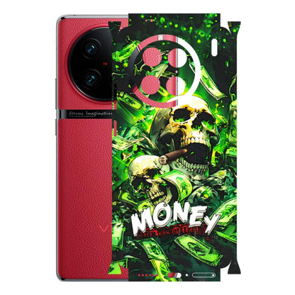 VIVO Z/V/X/T/U/S Series Phone Skins (All Models) - Skull Money - 3D Embossed Finish (L-303) Vivo X90 Pro