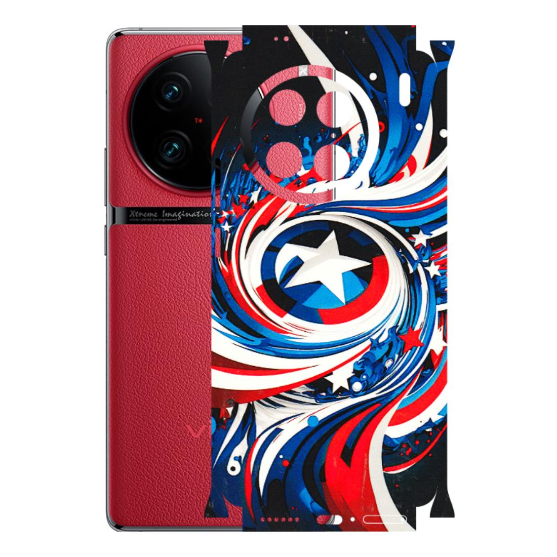 VIVO Z/V/X/T/U/S Series Phone Skins (All Models) - Captain America Logo - 3D Embossed Finish (L-307) Vivo X90 Pro