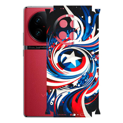 VIVO Z/V/X/T/U/S Series Phone Skins (All Models) - Captain America Logo - 3D Embossed Finish (L-307) Vivo X90 Pro