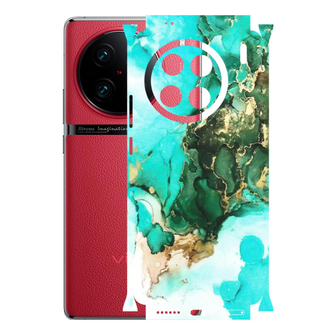VIVO Z/V/X/T/U/S Series Phone Skins (All Models) - The Blue Gold Marble - Matte Finish (M-124) Vivo X90 Pro