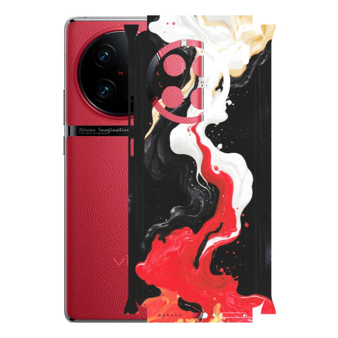 VIVO Z/V/X/T/U/S Series Phone Skins (All Models) - Black Red White Paint Splash Fusion - Matte Finish (M-56) Vivo X90 Pro