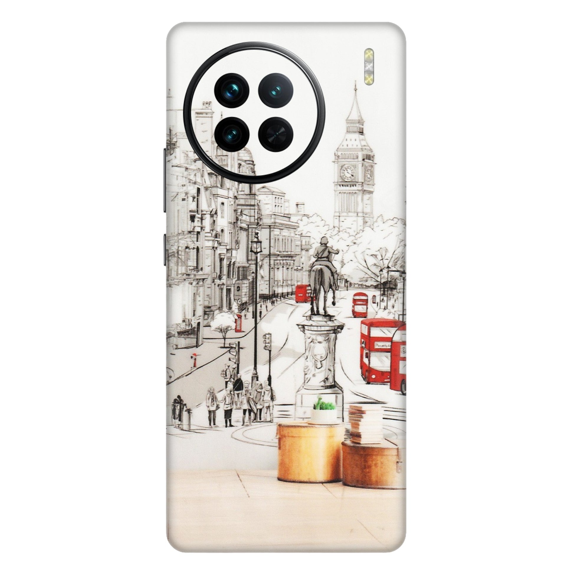 VIVO Z/V/X/T/U/S Series Phone Skins (All Models) - London Street - Transparent Finish (T-02) Vivo X90