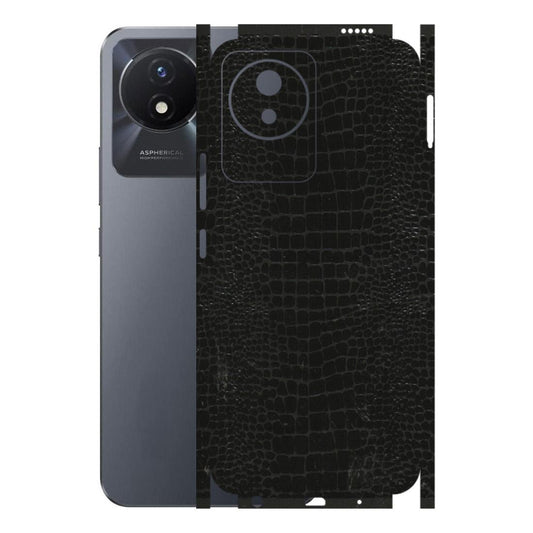 VIVO Y Series Phone Skins (All Models) - Snake Leather Black - 3D Embossed Finish (L-107) Vivo Y02T