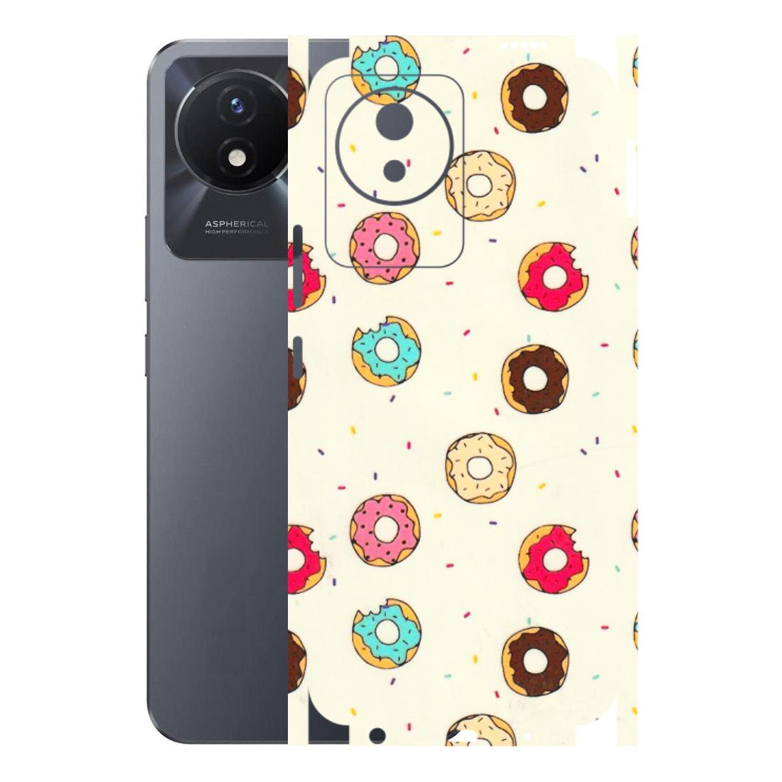 VIVO Y Series Phone Skins (All Models) - Mini Donuts Doodle Art - 3D Embossed Finish (L-122) Vivo Y02T